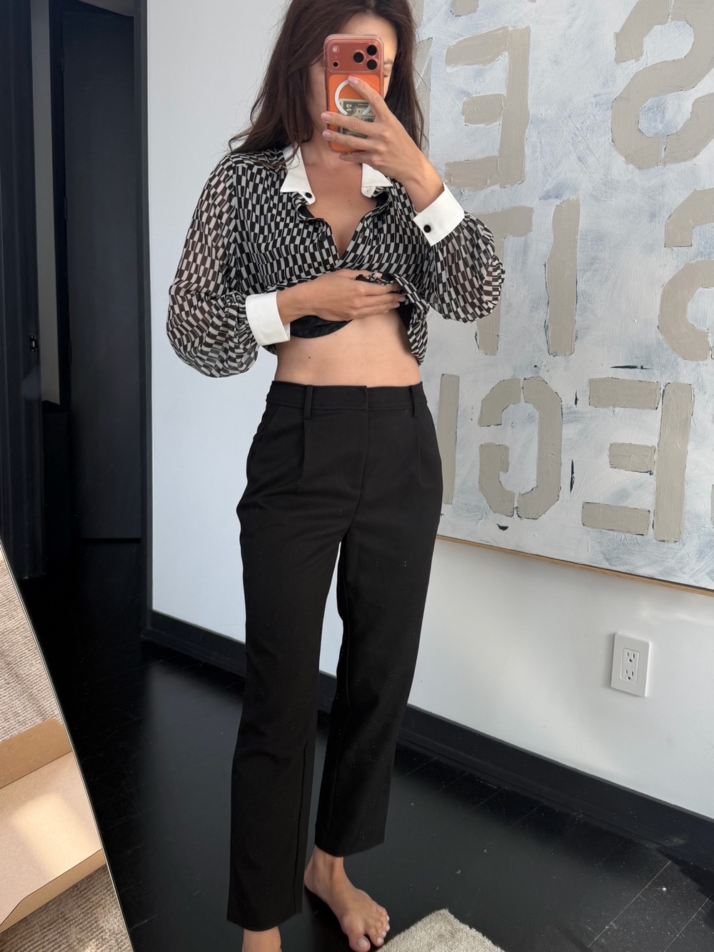 Women's Black High-Rise Straight-Leg Tailored Pants